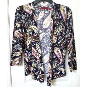 RED brand cardigan women's size M beautiful paisley print purple work wear